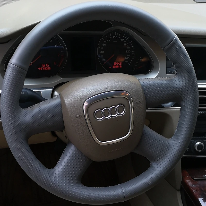 

Black PU Artificial Leather Car Steering Wheel Cover For Audi A3 2006-2013 A4 (B8) A6 (C6) Q5 2005-2012 Q7 Car Accessories