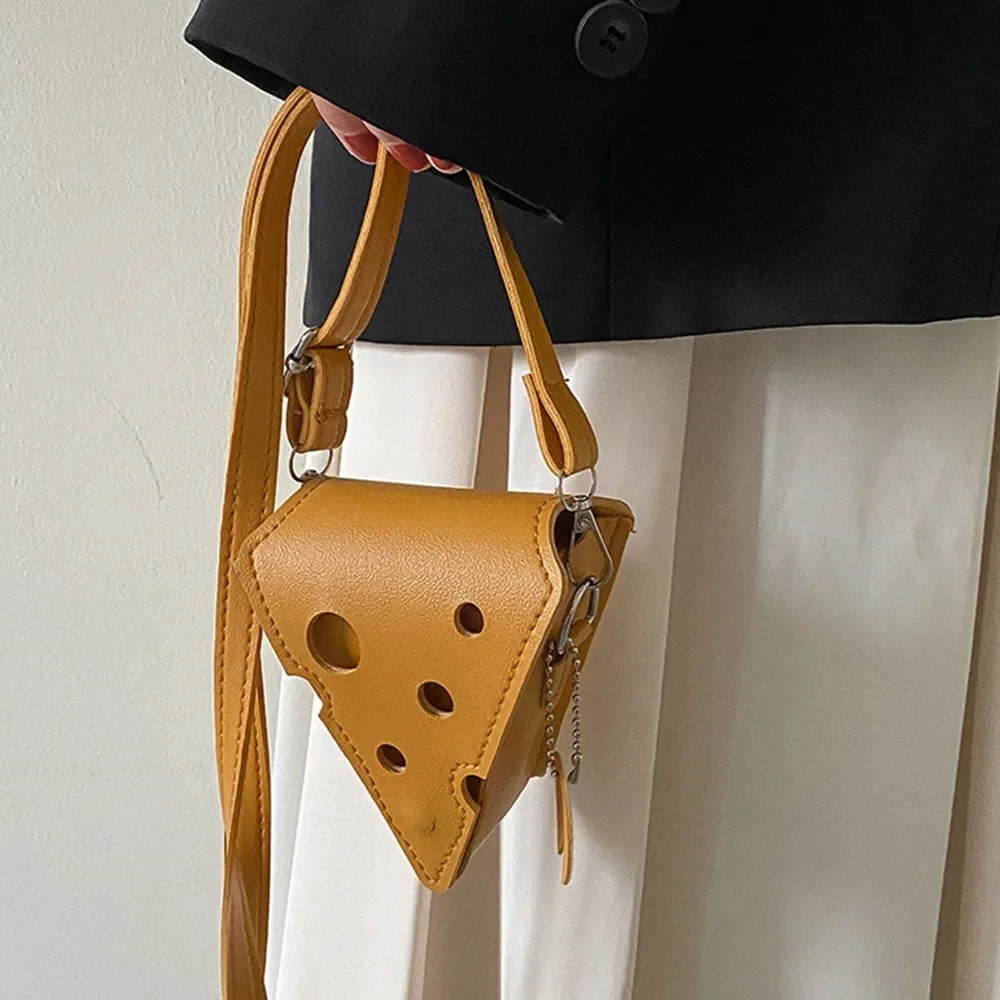 Mini bolsos de cuero PU con forma de queso triangular y cuadrada para mujer, bolsos de hombro cruzados