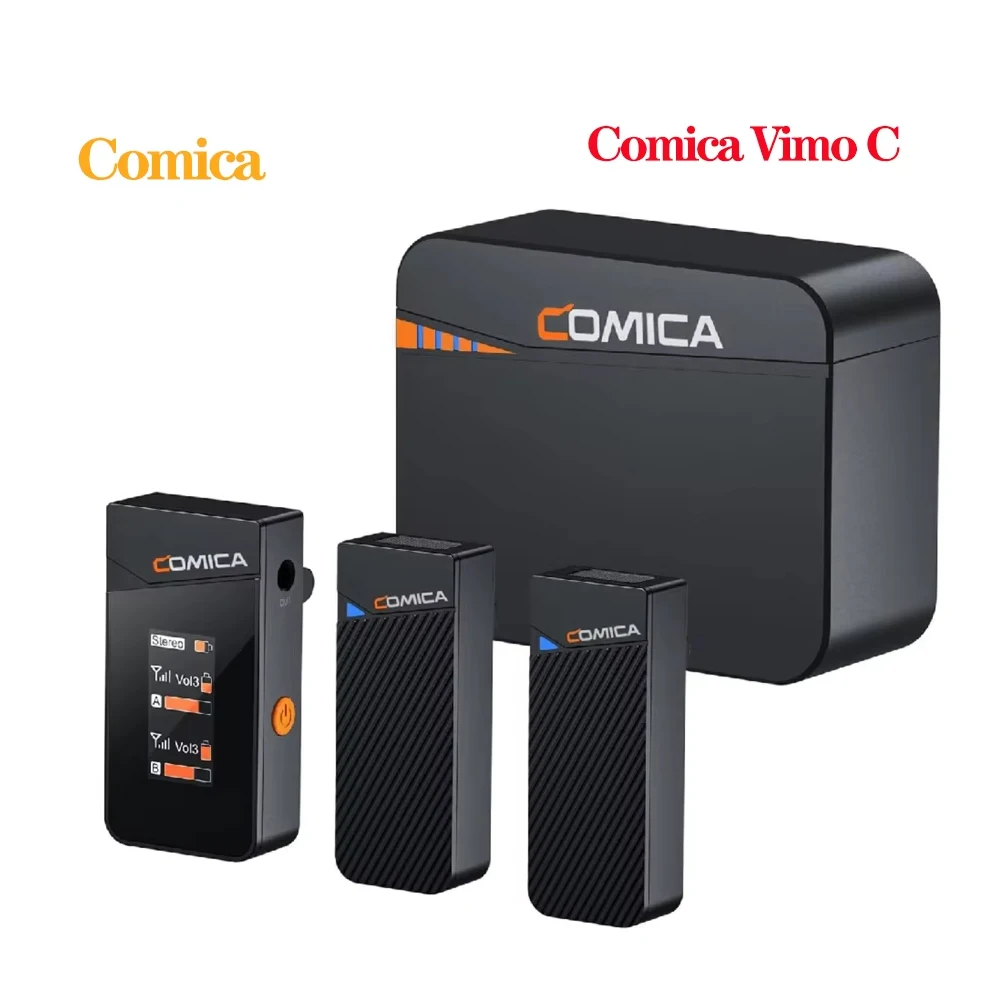 Comica Vimo C 2.4G Mini Wireless Lapel Microphone for Smartphone Camera Audio Video Recording Microphone with Charging Case