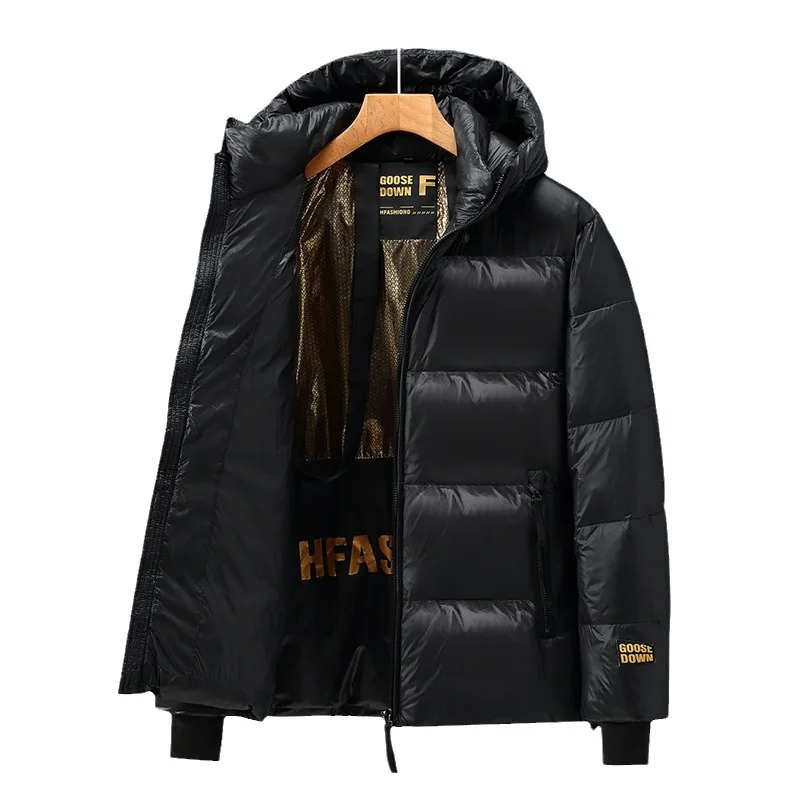 Winter Down Jacket Men Goose Coat For Men Waterproof Fashion Short Puffer Jacket Men Hood Black Luxury Brand Warm Feather Jacket