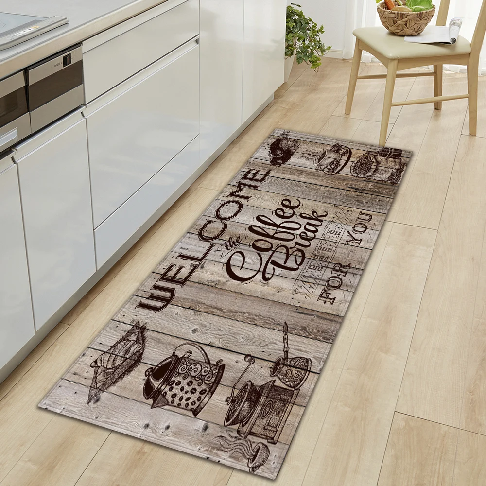 Coffee Kitchen Floor Mat Home Hallway Doormat Living Room Bedroom Balcony Decoration Carpet Bath Entrance Door Non-Slip Foot Rug