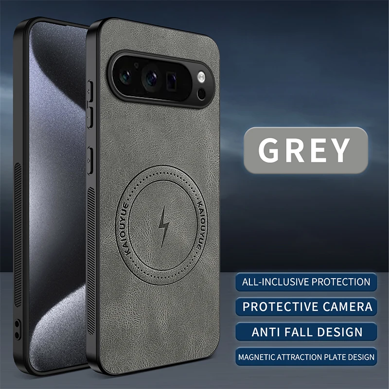 Luxury Magnetic Leather Case For Google Pixel 9 10 Pro XL 9A 8A 6A 7A 8Pro 7Pro 6ProMagsafe Plain Protection Shockproof Cover