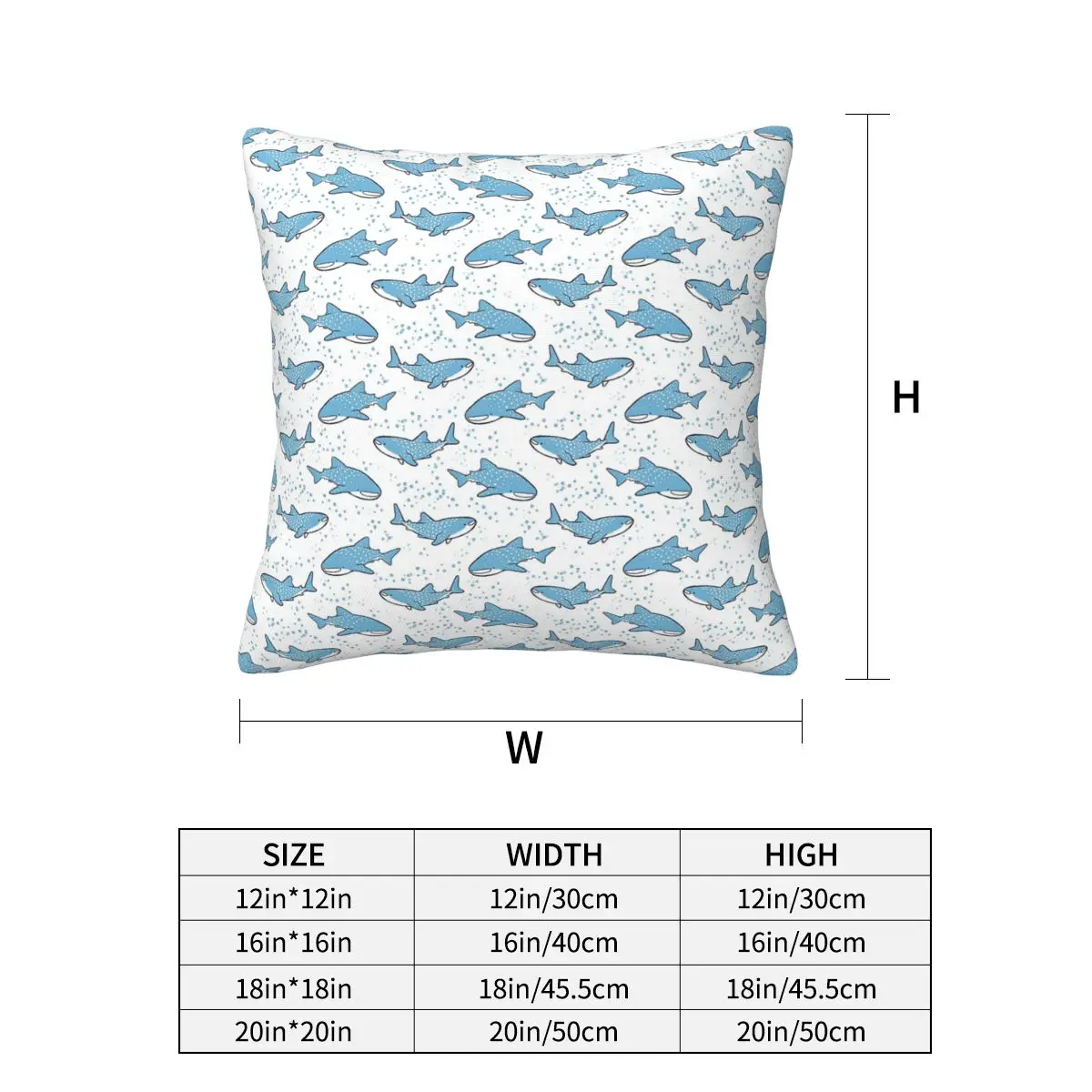 Starry Whale Sharks Square Pillowcase Pillow Cover Cushion Decor Comfort Throw Pillow for Home Bedroom