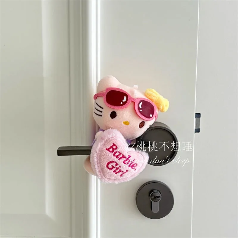 

Sweet Hello Kitty Anime Kawaii Sanrio Children KT Cat Door Handle Pendant Cute Soft Door Home Decoration Christmas Gifts Toys