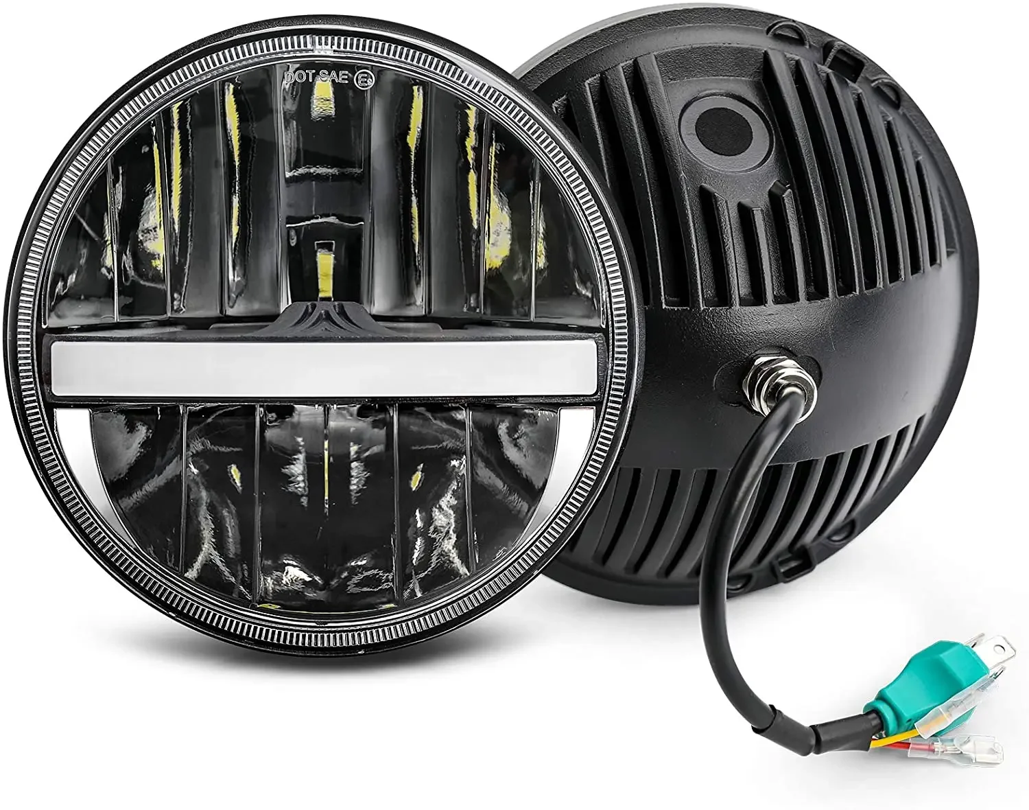 

Other Car Accessories 12v 24v 7'' Projector LED Headlamp with Amber White DRL 7 Inch Led Headlights For Jeep Wrangler JK