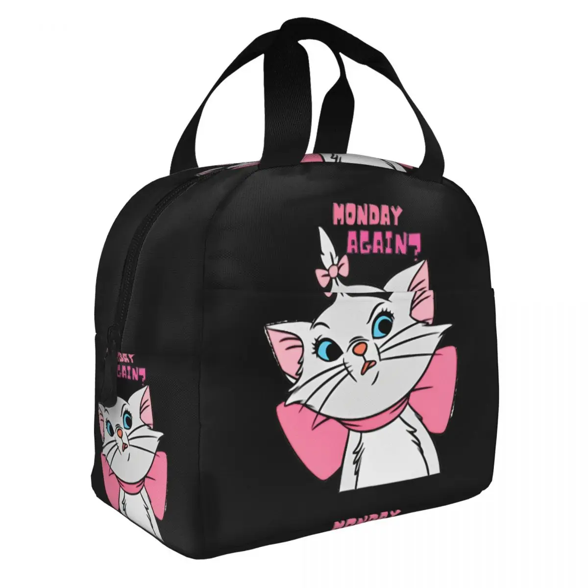 Marie Cat Aristocats Monday Again Lunch Bags Cooler Bag Lunch Container Cute Large Tote Lunch Box for Men Women Office Outdoor