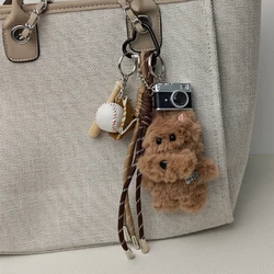 2025 New Cute Cartoon Plush Doll Bag Pendant Dog Rabbit Little Bear Camera Keychains Fashion Accessories Girl Gift