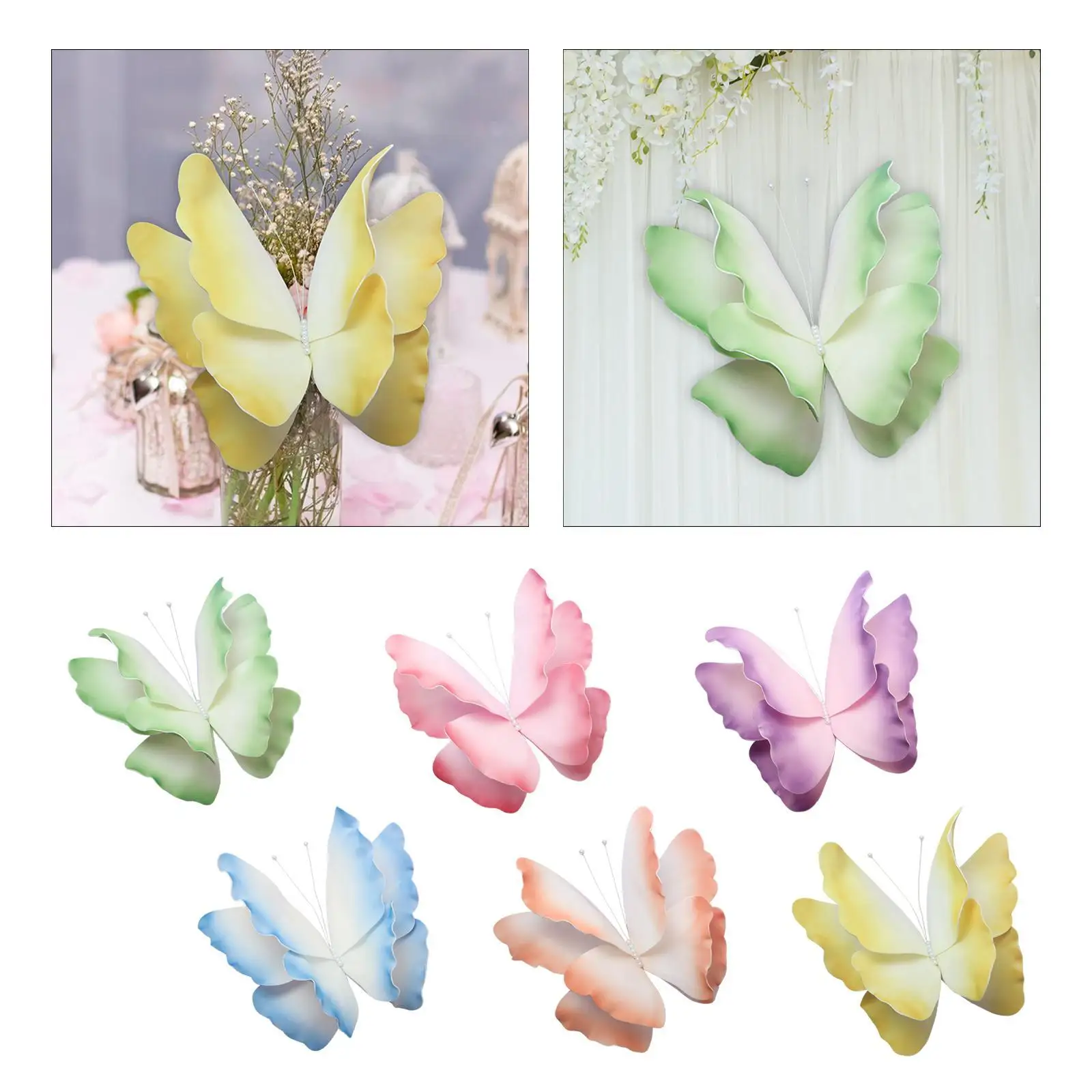 Papillon Artificiel de 50cm pour Décoration de Mariage, Charmant Faux Papillon pour Fenêtre d'Extérieur de Jardin et de Chambre à Coucher