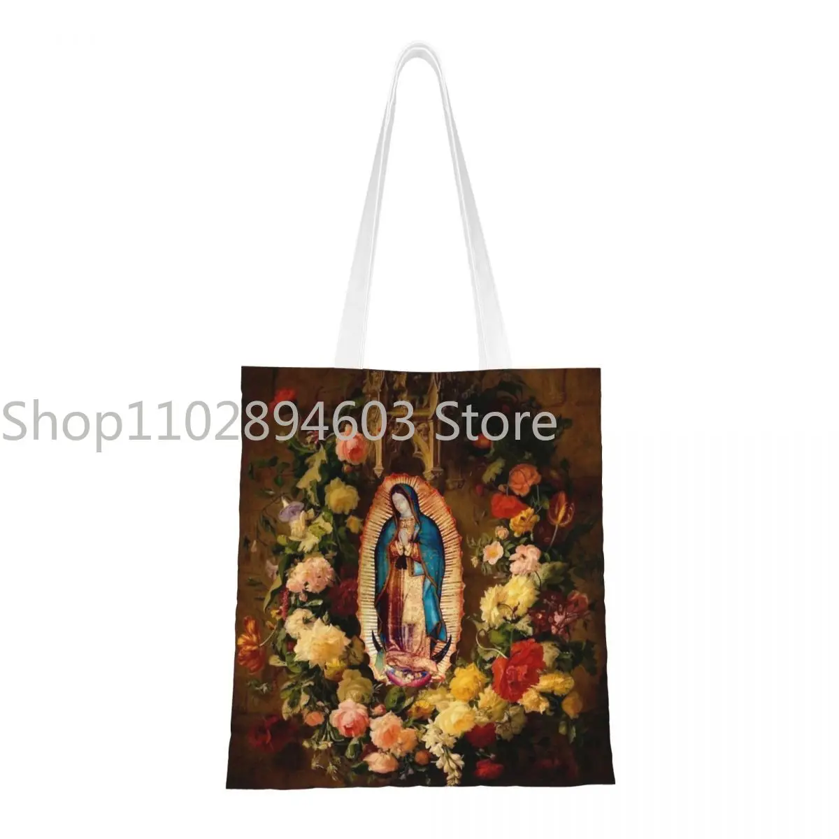 Our Lady Of Guadalupe Virgin Mary Canvas Tote Bag Reusable Unique Design Trend Bag for Unisex