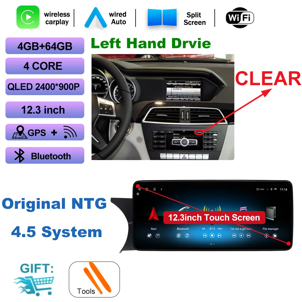Draadloze CarPlay voor Mercedes Benz C Klasse W204 2007-2014 Auto Multimedia Speler Android Spiegel Link AirPlay Functie Navi GPS