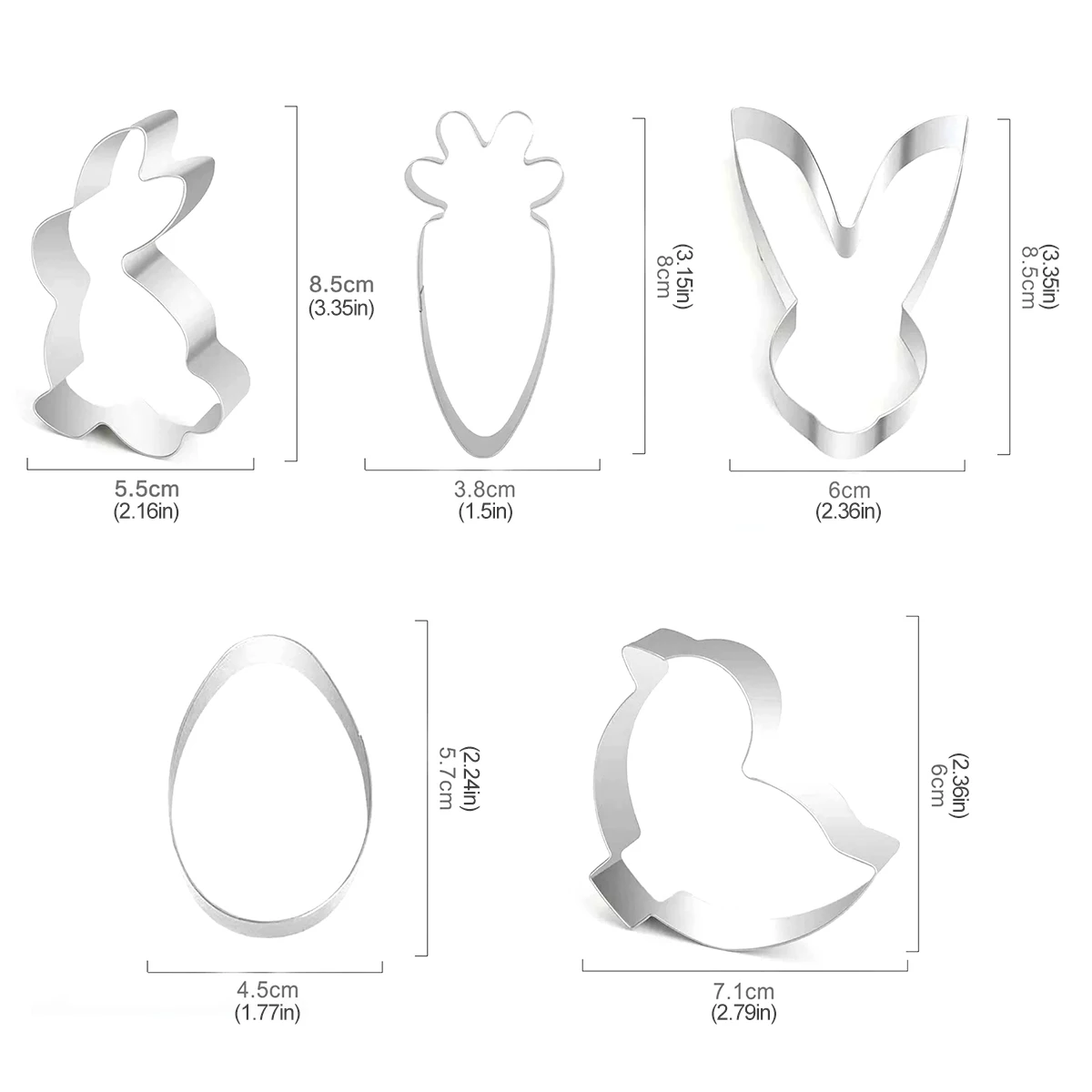 5 Pcs Easter Cookie Moulds Egg Bunny Carrot Chicks Cookie Moulds Cookie Moulds Easter Cookie Baking Kids Baking Cookies