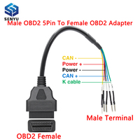 OBD2 Male 5Pin Adapter Direct Connection To Female 16Pin Can +- K Line DIY OBDII Connector Jumper Interface Extension Cable Tool