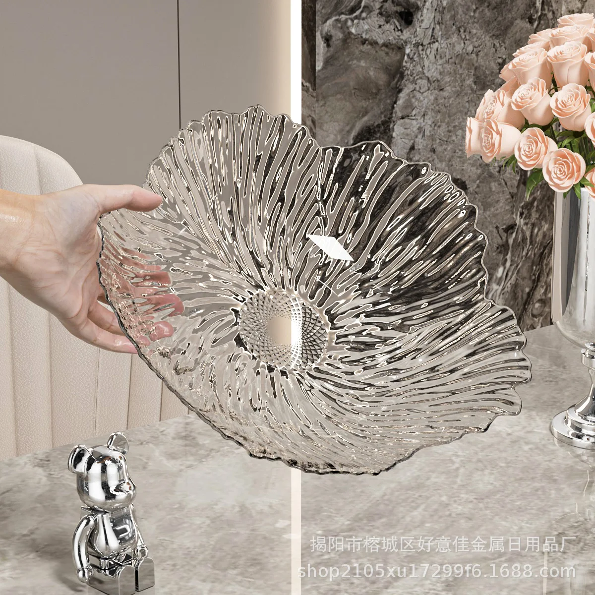 

Kitchen Organizer Tray Light Luxury Storage Plate For Fruit Snack Candy Jewelry Key Multifunctional Home Storage Supplies 1pc