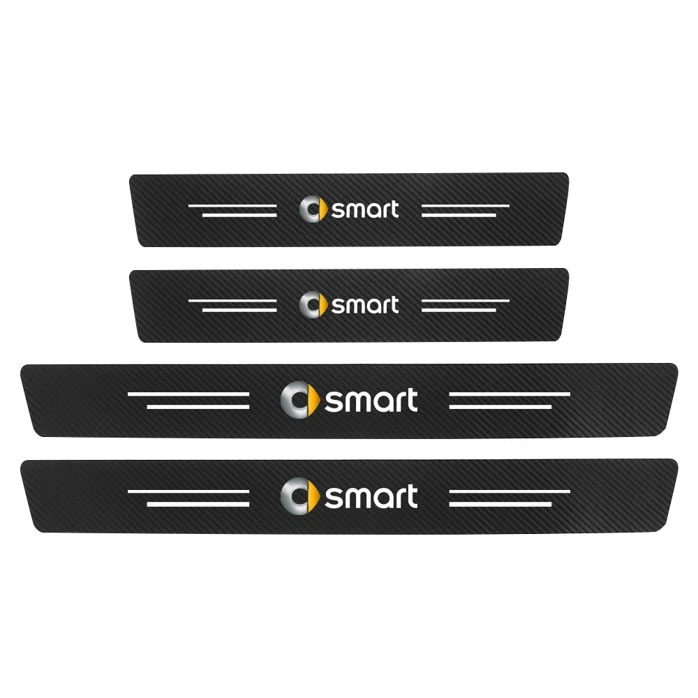 4Pcs Carbon Fiber Car Sticker Auto Door Threshold Waterproof For Smart Eq Fortwo Forfour 453 451 452 450 454 Car Accessories