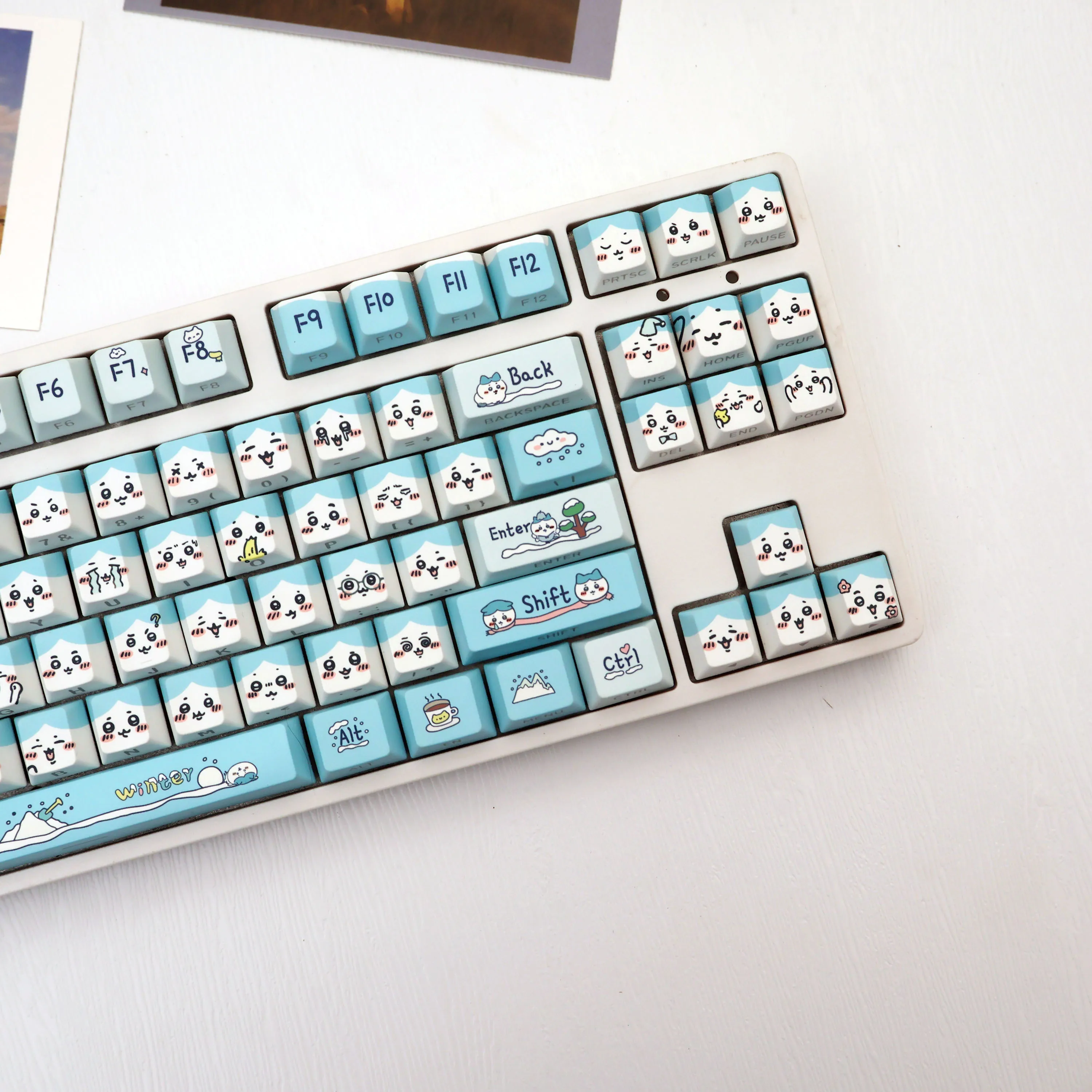 138 Keys Winter Hachi PBT Keycaps Side Print Translucent Cherry Style Dye-Sub MX Switch 61 64 68 87 96 104 108