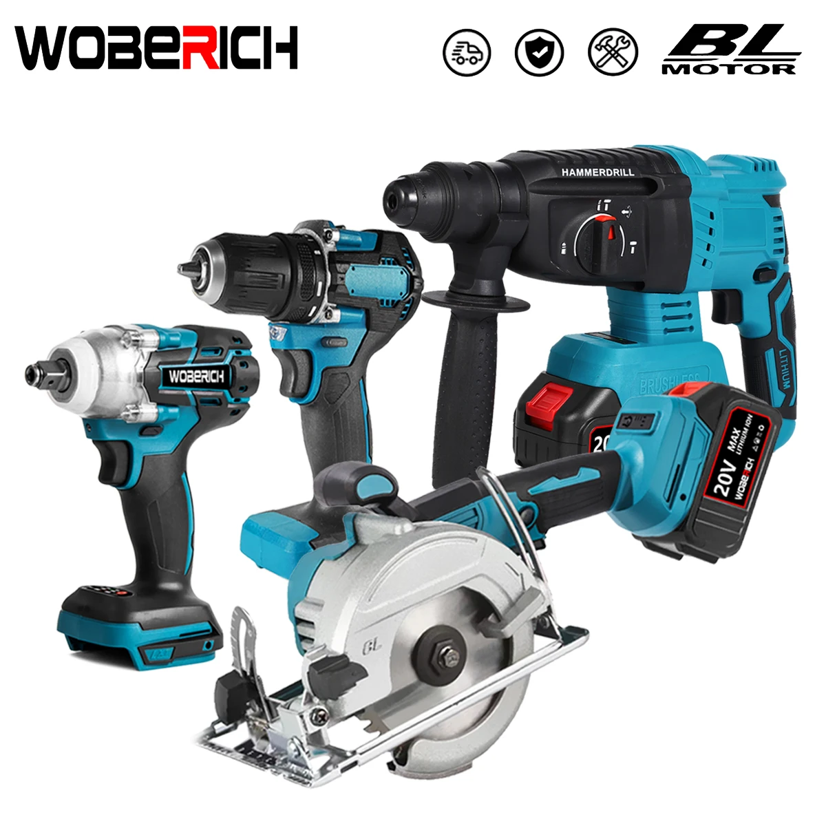 

Brushless 125MM Electric Angle Grinder Cordless Impact Wrench 13MM Impact Drill Screwdriver Combo Kit Power Tool Sets For Makita