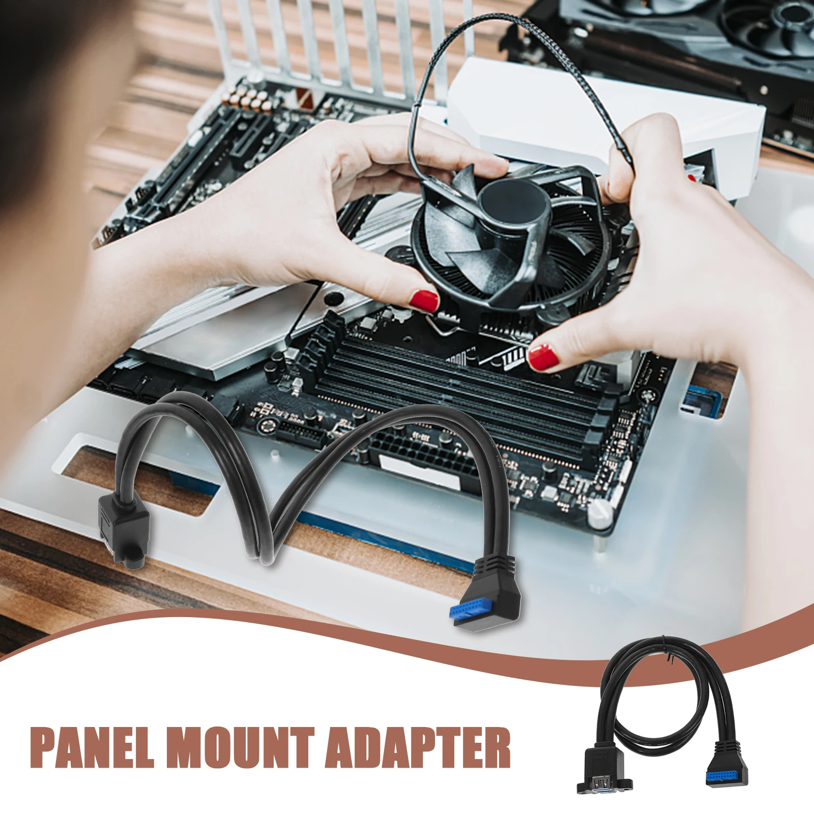 

USB3.0 Header Adapter Cable Dual USB Female Ports Extender Desktop Motherboard Panel Mount Cables Screw Fixed Speed