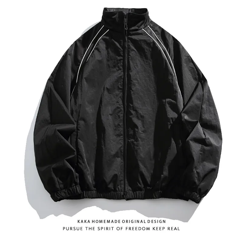 Retro Japanese Style Reflective Strip Sports Jacket Men's Women's Outdoor Windproof Autumn Outerwear Three-in-One Coat