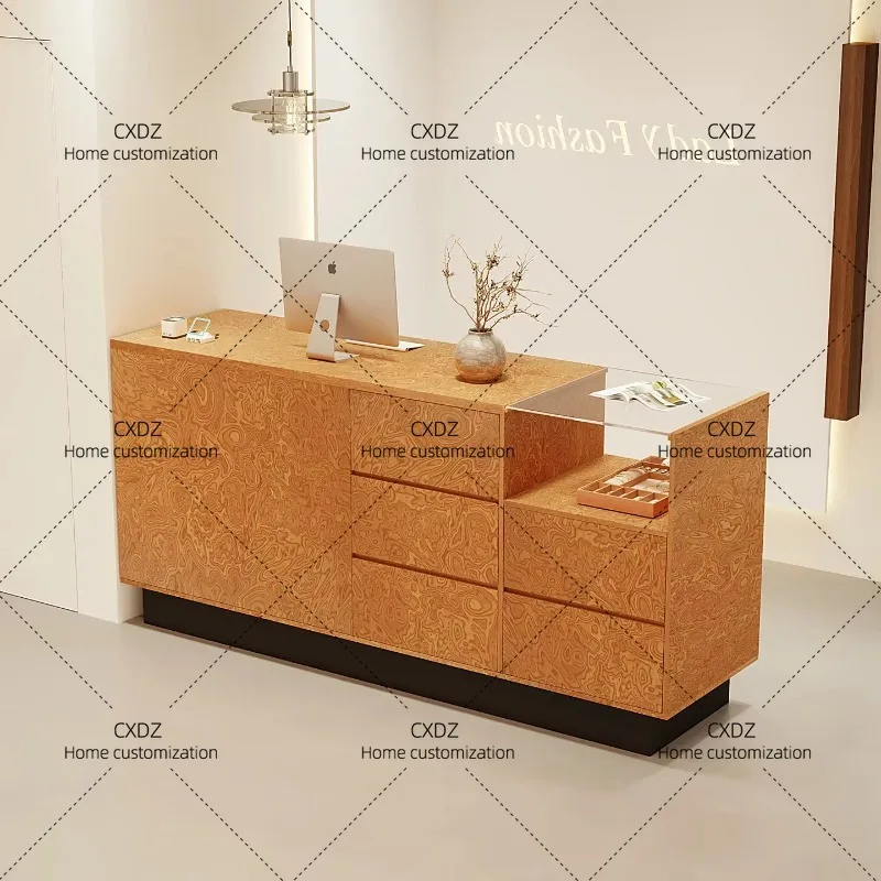 XXDecor Salon Reception Desks Counter Organizers Stone Curved LShaped Reception Desks White Classic Recepcion Office Furniture