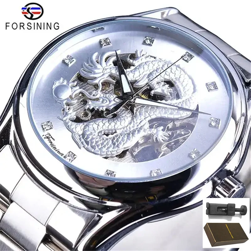 FORSING A3G Luxury Brand Hollow-carved Man Clock Popular Tourbillon Watch Chinese Dragon Automatic Mechanical Watches For Men