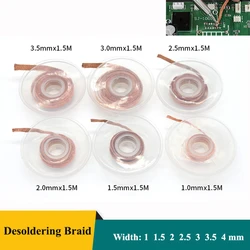 1 ~ 50 Uds trenza para desoldar ancho 1 1,5 2 2,5 3 3,5 4mm mecha para quitar soldadura 1,5 M cable de plomo flujo herramienta de reparación BGA