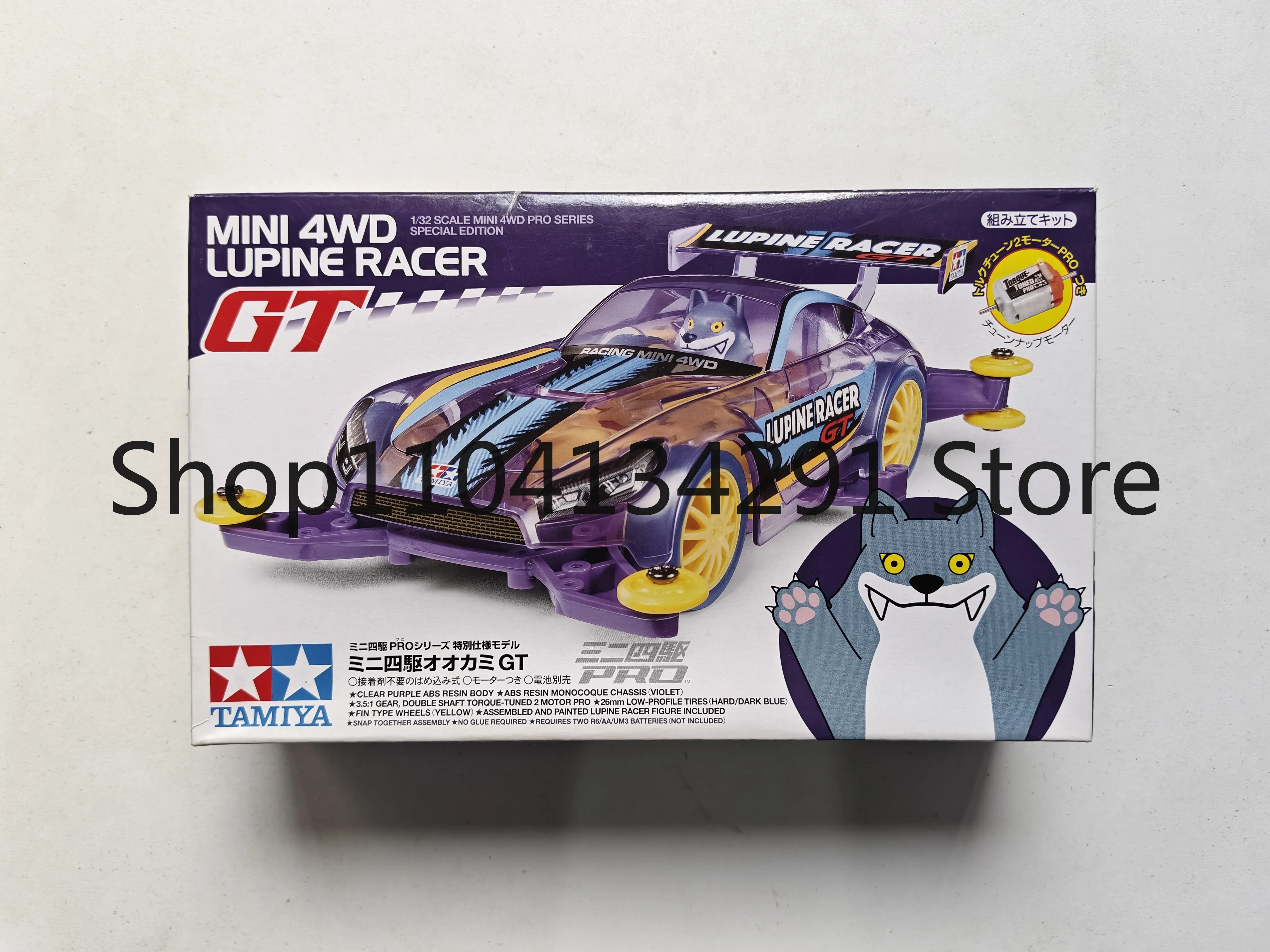 

Original Tamiya 4WD Car 95365 Big Bad Wolf Limited Edition GT Race Car with Transparent Purple Body – Toy, Model, Collectible