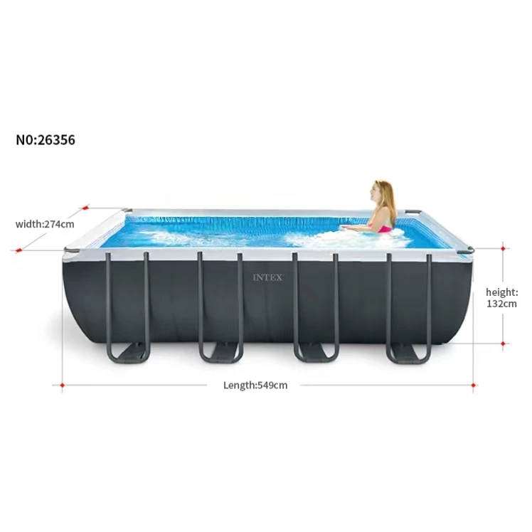 26356 5.49 * 2.74 * 1.32 meters rectangular frame earth steel swimming pool and accessories including family enjoyment