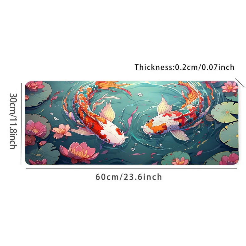 Tappetino per mouse antiscivolo alla carpa cinese per ufficio e giochi - Tappetino per mouse con tastiera HD grande in gomma naturale per comfort e precisione