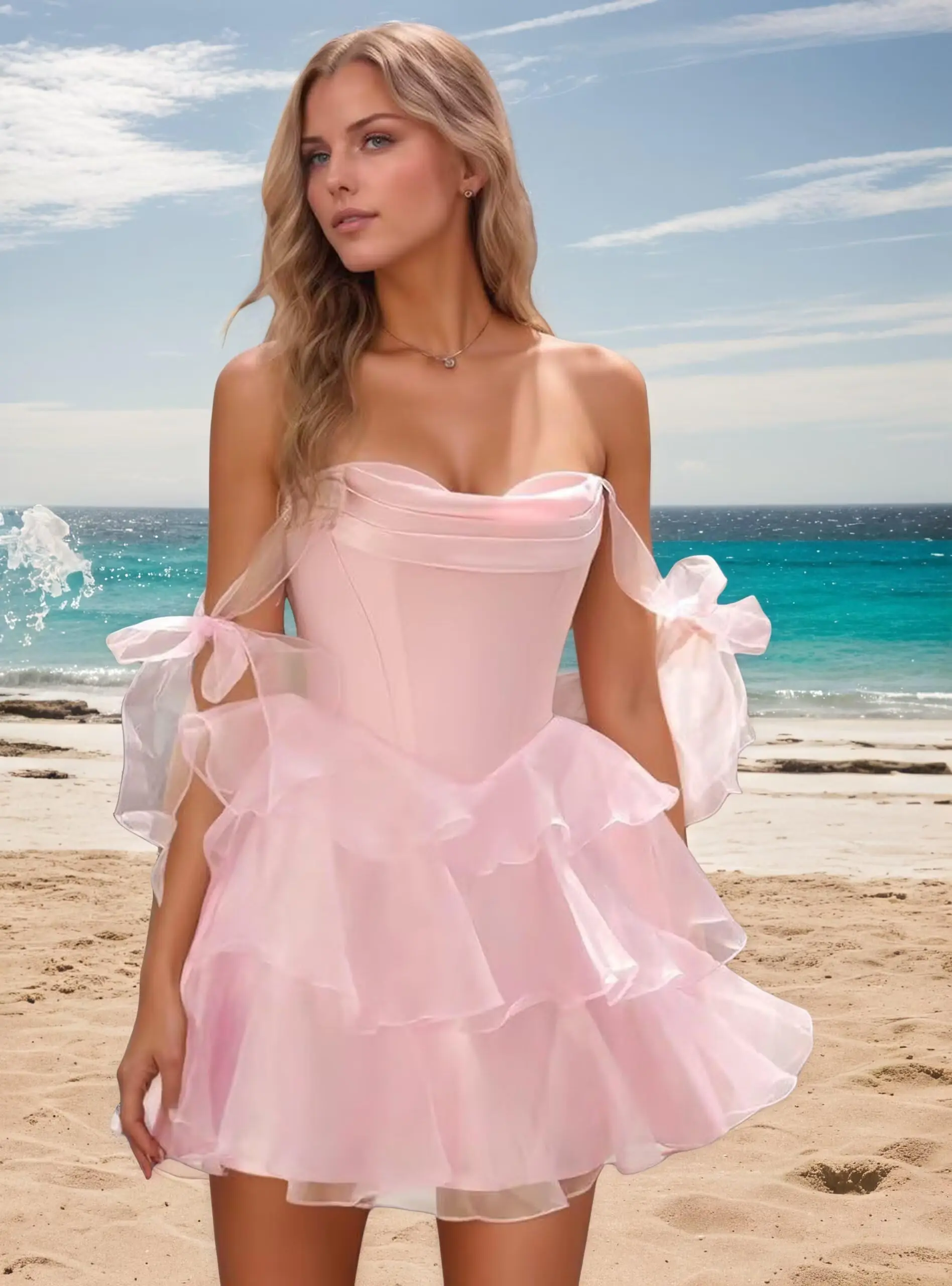 

Атласные платья для встречи выпускников с открытыми плечами для подростков, короткое платье для выпускного вечера с рюшами и V-образным вырезом, корсетное мини-платье