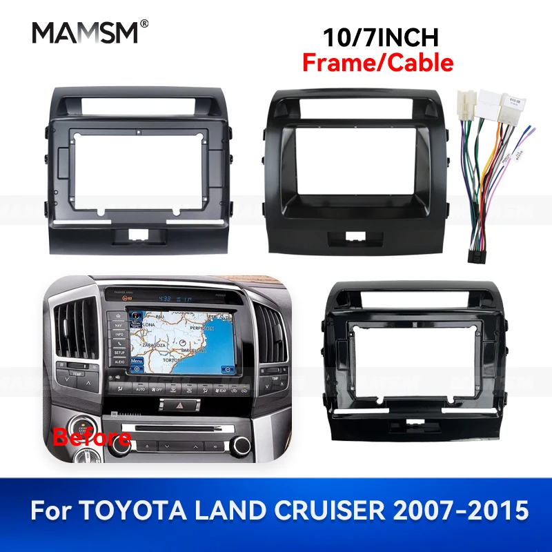 MAMSM 2007-2015 para TOYOTA LAND CRUISER Radio de coche Fascia negro instalar placa Facia Cable adaptador arnés de cables Coneder tablero