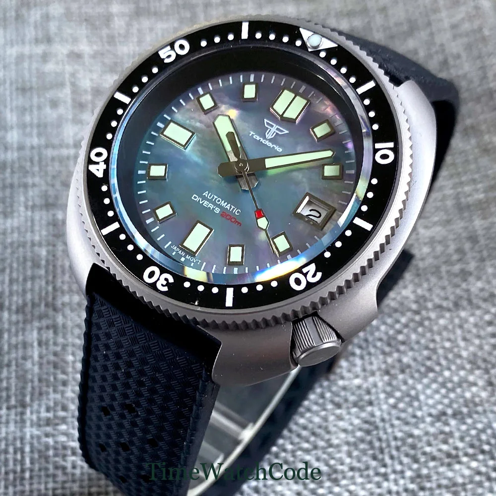 Tandorio Diving Automatic Titanium Watch for Men 200m NH35A PT5000 Antiallergy Fully Lume Kanagawa Dial Sapphire Crystal 44mm