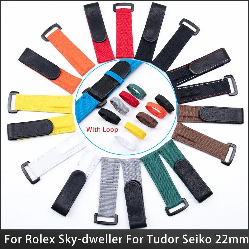 NFR 22mm Adjustable Fabric Leather Colorful Watchband For Rolex Strap Sea-Dweller Sky-dweller For Tudor Huwei Smart Accessories