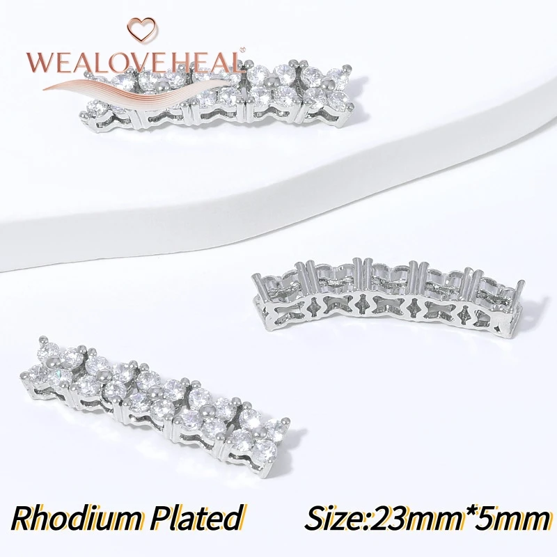18K vergoldete Messing-Mikropavé-Zirkon-Mehrreihen-Abstandshalter für Perlenketten, Armbänder, DIY-Schmuckherstellungszubehör – Detail 24