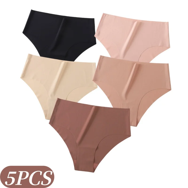 5 Stück/Set Damen Nahtlose Höschen, High-Waist-Slips, weiche, atmungsaktive Unterwäsche, unsichtbar, sexy Dessous, XS-XL