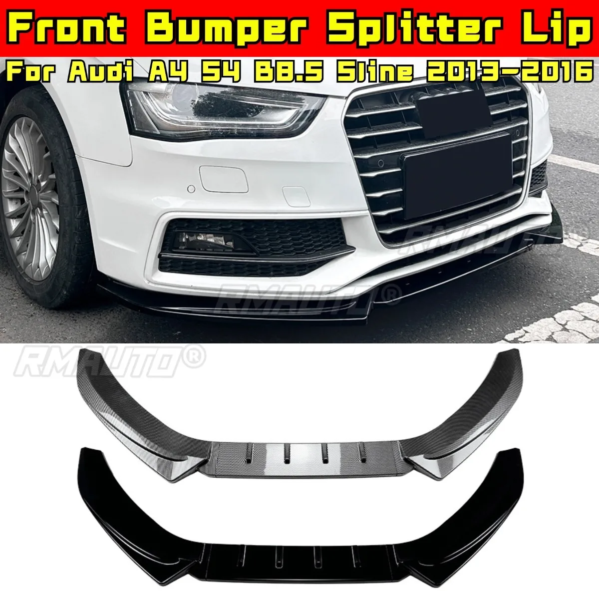 

For Audi A4 S4 B8.5 Sline 2013-2016 Body Kit Front Bumper Lip Front Bumper Diffuser Protector Spoiler Car Accessories