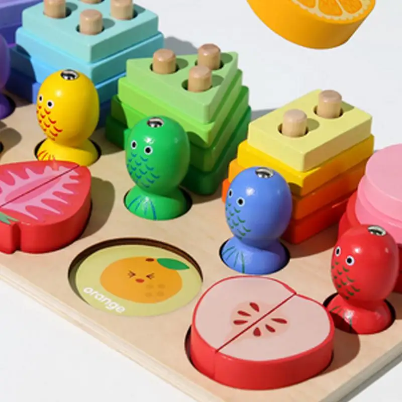 Jouets de tri et d'empilage de dos en bois, trieur de formes, blocs de puzzle Montessori, meilleurs cadeaux pour filles et garçons