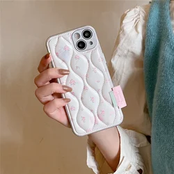 Vintage Flowers Floral Phone Case Compatible for iPhone 15 11 13 12 14 Pro Max Ins down jacket Lens Protective leather Soft Case