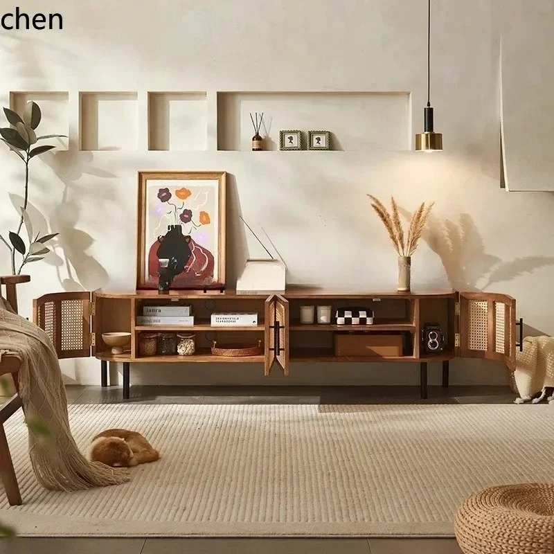y9-TV Cabinet Storage Cabinet Small Apartment Wall Cabinet Modern Minimalist Solid Wood Furniture