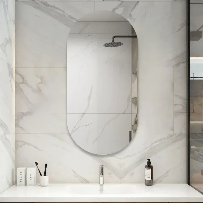 Oval Shower Bath Mirror Cabinet Wall Mounted Magnifying Self Haircut Shaving Bath Mirror Nordic Specchio Trucco Mirrors LG50JZ