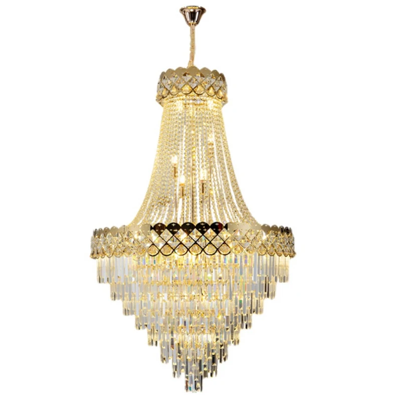 

Large Chandelier In Hotel Villa Living Room Light Luxury Duplex Building Hollow Hall Revolving Staircase Crystal Chandelier Lamp