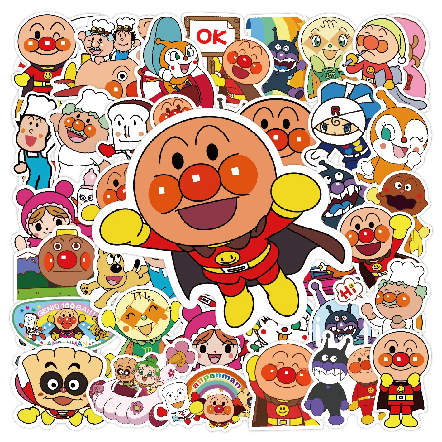 

10/30/50PCS Anpanman Stickers Cute Animation Decals Kids Toys Fridge Luggage Laptop Guitar Car Biek Skateboard Graffiti Sticker