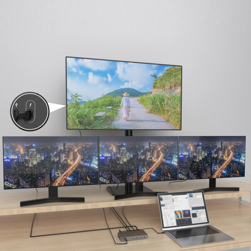 عرض ساخن لعام 2025 محطة إرساء Thunderbolt 4 3 s 8K أو شاشة ثلاثية 4K @ 60 هرتز لنظام التشغيل Thunderbolt 3/4/USB C Windows، Book P