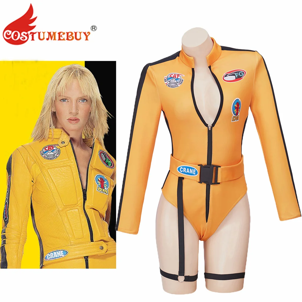 Kill Bill The Bride Beatrix Kiddo Cosplay Costume Sexy Yellow Kung Fu Jumpsuit Women Halloween Bodysuit Costume Rolepaly Suit