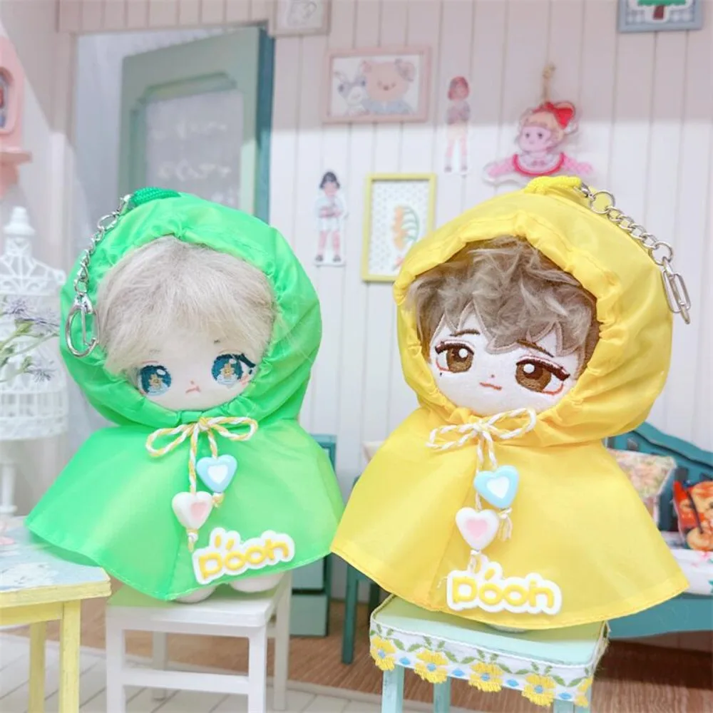 17cm Labubu Raincoat Doll Clothes 10cm 15cm Cotton Doll Starfish Body Sunscreen Suit Yellow Green Raincoat Pendant