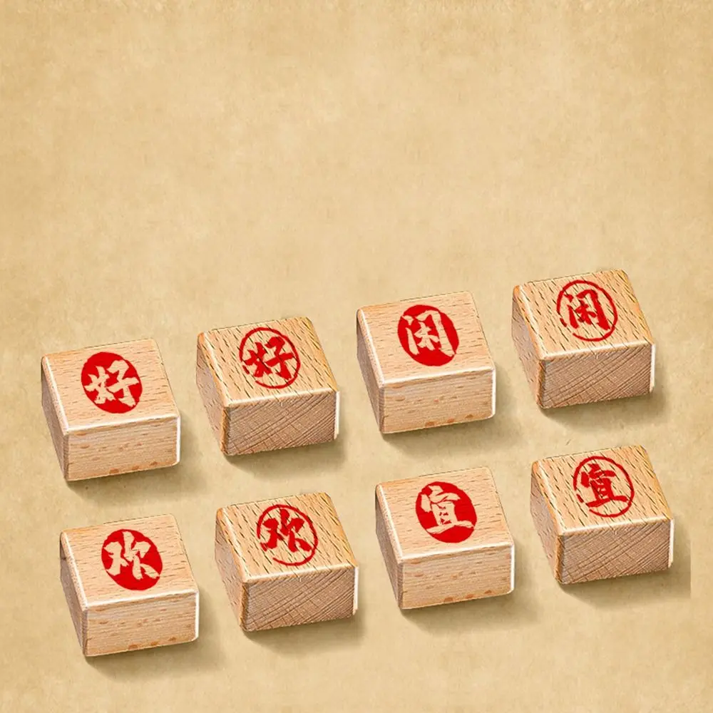 Self-Inking Vintage Scriptures Stamp DIY Hand Account Calligraphy Painting Stamps Wooden Engraved Chinese Calligraphy Stamp