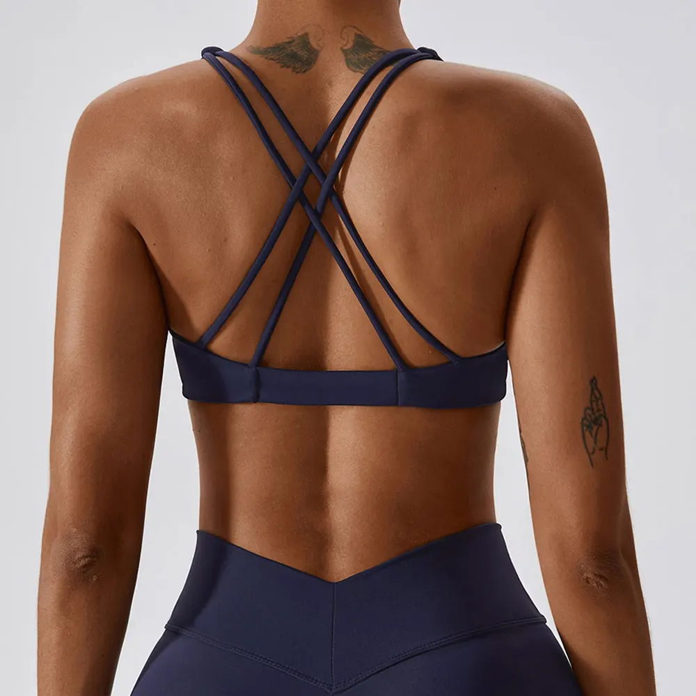 Sujetador deportivo de realce para mujer, Bralette de entrenamiento para correr, Top de Yoga, ropa interior elástica, camiseta sin mangas para