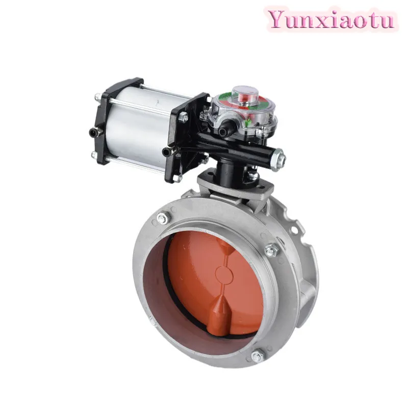 V2FS Aluminum Alloy Pneumatic Powder Butterfly Valve DN200 DN250, Pneumatic Dust Flange Butterfly Valve for Bulk Material