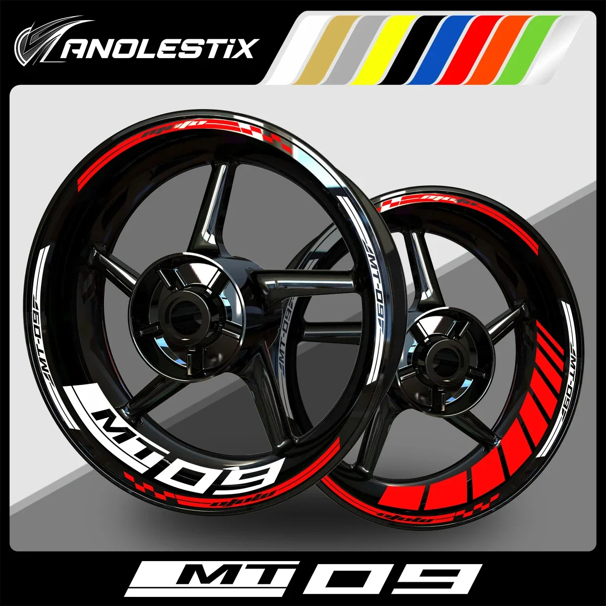 AnoleStix Reflective Motorcycle Wheel Sticker Hub Decal Rim Stripe Tape For YAMAHA MT09