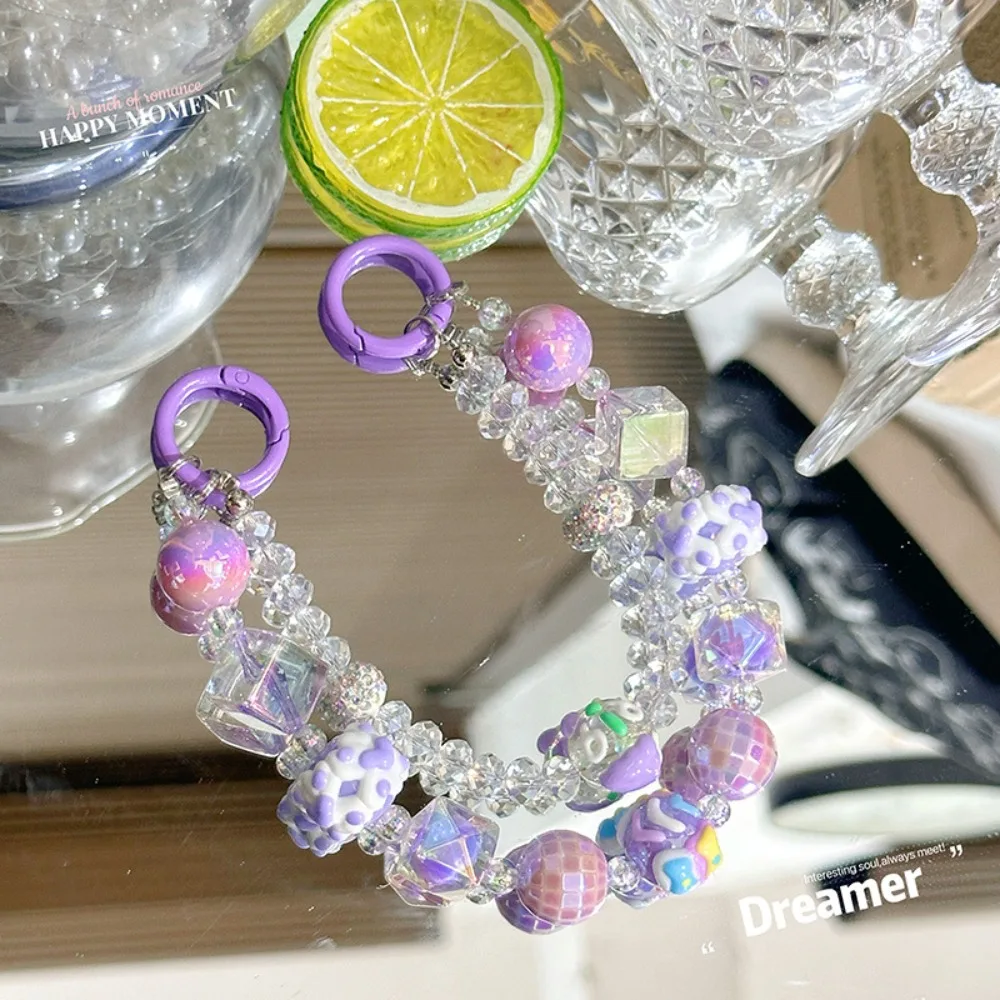 

Новый кубический ремешок для мобильного телефона, стеклянная сумка с бисером, кулон, брелок, ручная роспись, двойная цепочка, ремешок для телефона