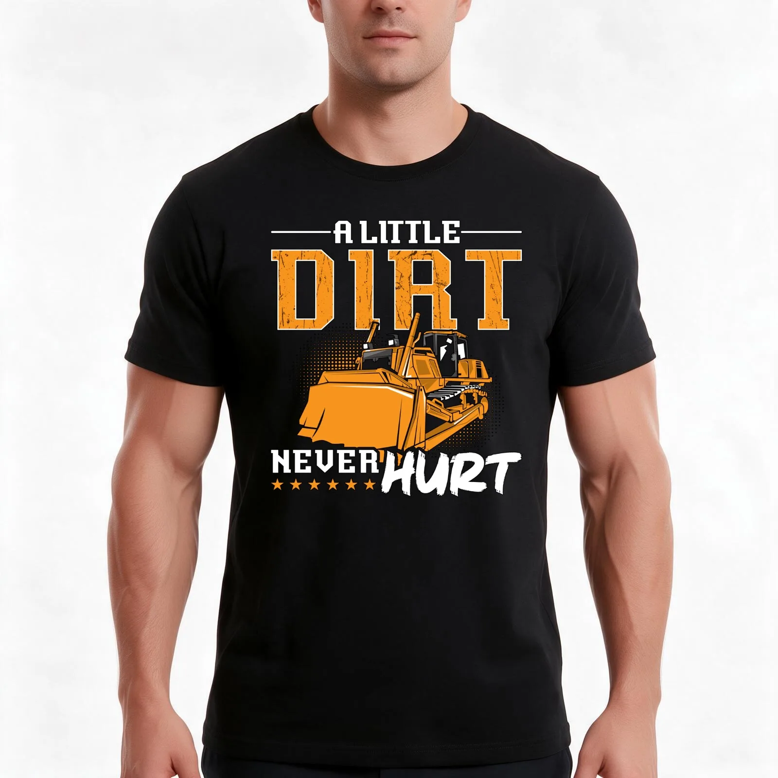 Bulldozer A Little Dirt Never Hurt Construction T-Shirt, Summer Casual Cotton Tee, Oversized Streetwear Tops, Unisex Men Women